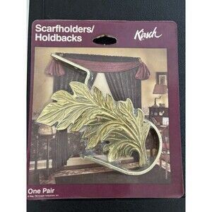 Vintage Cooper Kirsch Scarf Holder Curtain Holdback Brass Leaf Taiwan 2 Pk NOS